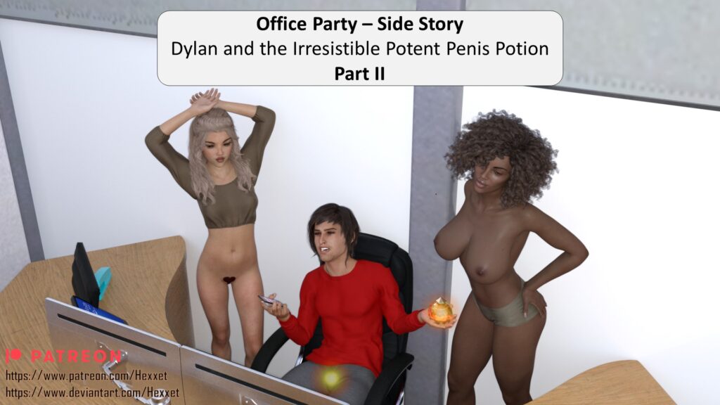 Lucine and Julie are both more or less naked and drawn to Dylan's magically enhanced dick.