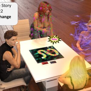 The players are arguing as the magical board game transforms them further in lewd ways.