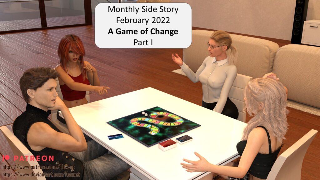 Four people playing a board game.